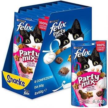 Gatto Felice Party Mix Snack Piccolo 8x60 g con Pollo e Formaggio