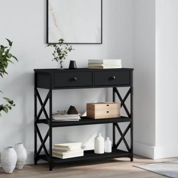 Table console design noir, 75 cm × 28 cm × 75 cm, bois d’ingénierie