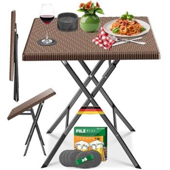 KESSER® Garten-Tisch mit 6 Filz-Untersetzern – wetterbeständig