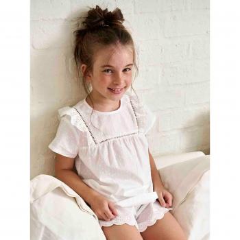 Pyjashort Couture Voile Coton – Fille – Plumetis et Broderie Anglaise