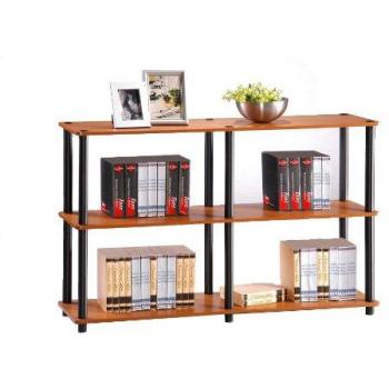 Furinno Double-Hinge Multi-Level Clothing Rack with 3 Shelves, Light Cherry/Black