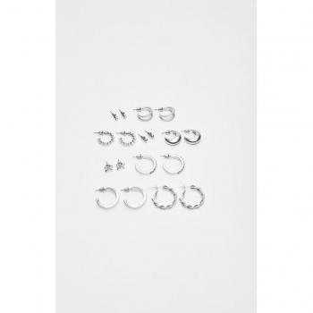 Stradivarius Set Elegante di Orecchini Grigio con Fiocco