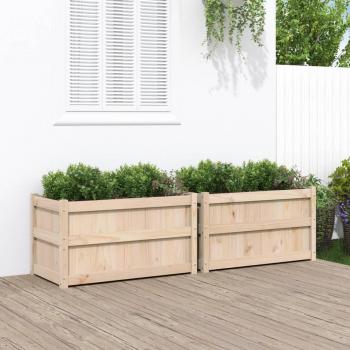 VidaXL Jardineras de exterior 2 unidades madera maciza de pino