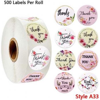 Stickers de Agradecimiento 4 o 8 Diseños 500 Uds