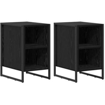 Nightstand Duo – Black Oak Engineered Wood, 39.5×30×50 cm
