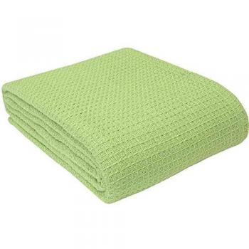 Couverture Gaufrée en Coton Bio Vert Sauge 250 x 230 cm