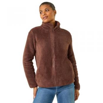 Roman Soft Sherpa Fleece Jacket in Chocolate – XL (if available)