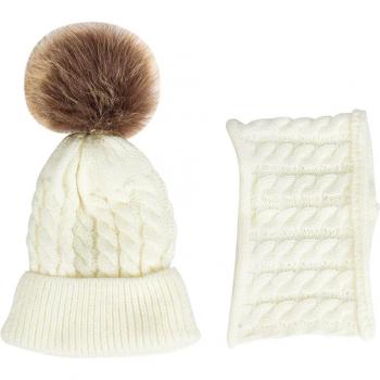 Gorra y Bufanda Niños Cómoda Tricotada Lanas Rayas