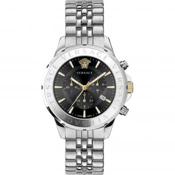 Reloj de Pulsera Versace VEV601523: 44 mm, dial negro, correa gris plata