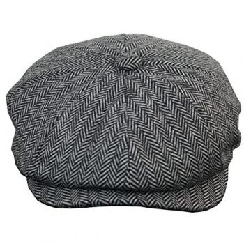 Infinity Leather Men's Grey Tweed Gatsby Hat