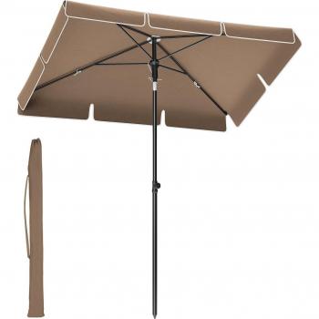 Parasol Chic Marron Noisette 2x1,25 m – Sac à Main Inclus