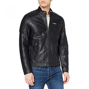 Black Synthetic Leather Rocky Jacket
