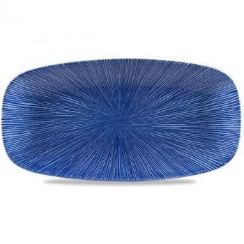 Super Vitrified Studio Drucke: Churchill Tablett in Agano Blau – Oblong‑Chef-Platte aus Porzellan