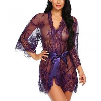 Gown XL Lila: Kurz-Sleeve Babydoll Nachthemd