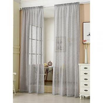 Rideaux Gris Clair Semi-Transparents WOLTU 2 pièces 140x175cm