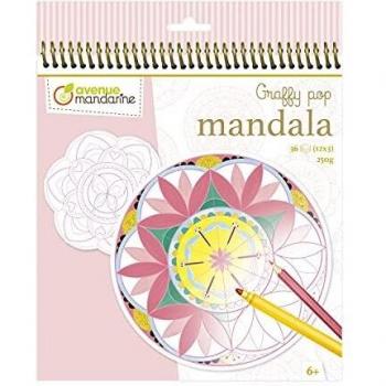Avenue Mandarine Malbuch Graffy Pop Mandala, 12 vorgestanzte Motive