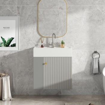 Lavabo Mobile Sospeso 55cm – 1 Anta + Ripiano – Colore Grigio