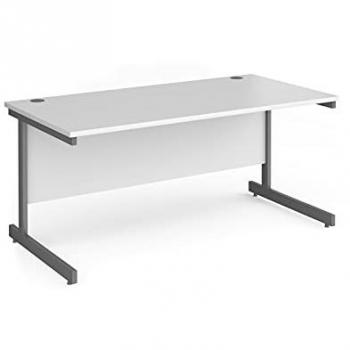 Office Desk CC16S-S-WH – 1600 × 800 mm Rectangular, Silver Frame, White Top