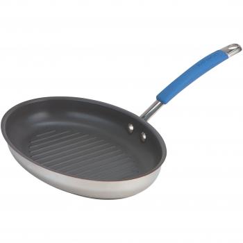 Stainless Steel 28 cm Oval Grill Pan – Quick & Even by Joe Wicks (Non‑Stick)
