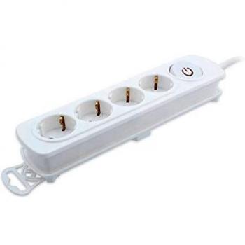 BASE MÚLTIPLE 4 TOMAS INTERRUCTOR BLANCO