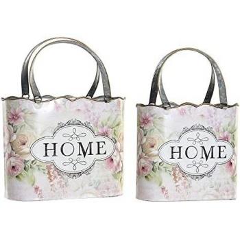 Macetero Flores Shabby Chic DKD Home Decor Rosa Metal