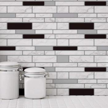 Azulejos de Cocina y Baño 3D Autoadhesivos, 10 Hojas de 12x12