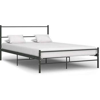 Vidaxl Bed Frame with Headboard Grey 160x200 cm Metal