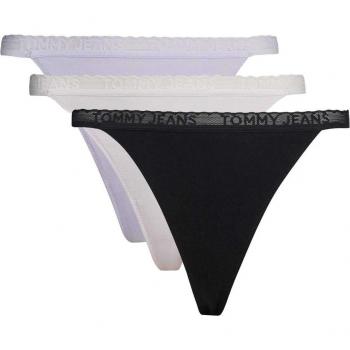 Tangas Tommy Hilfiger en Dentelle Tricotée Noir, Blanc et Lilas (Pack de 3)