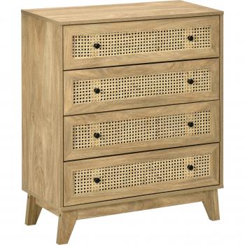 Rattan Chest of Drawers 4-Drawer Dresser Storage Organiser Bedroom