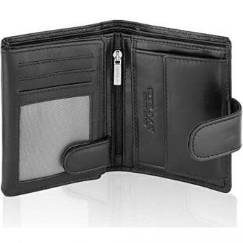 KORUMA RFID Blocking Leather Wallet for Men with Coin Pocket (Black)