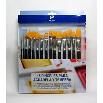 Set de Pinceles Cortos Van Gogh para Acuarela y Témpera (15 unidades) Azul