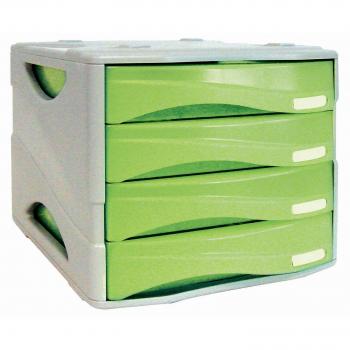 Cassettiera 4 cassetti ARDA Smile polistirolo antiurto e materiale infrangibile grigio/verde
