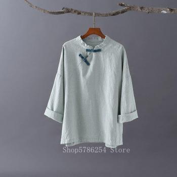 Silueta Cheongsam Lino con Hebilla Antigüa