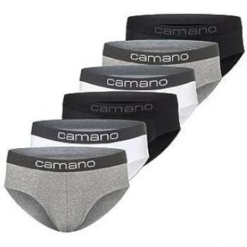 Slip CAMANO Slip 6er Pack Gr. L, schwarz-weiß (schwarz grau weiß), Herren, 95% Baumwolle 5% Elasthan, Unterhosen Slip