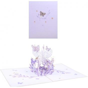 3D Pop-Up Blumen und Schmetterlinge Karte