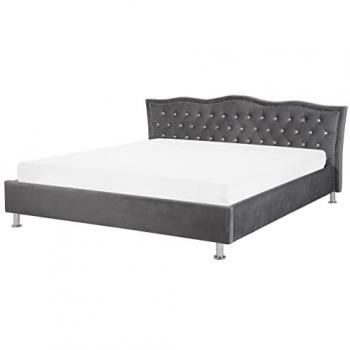BELIANI Bett „Metz“ – 180 x 200 cm, Dunkelgrau, mit Polsterbezug und Lattenrost
