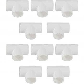 Tee 3 vías PVC 20mm blanco para tuberías (10 piezas)