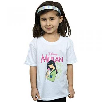 Disney Girl’s Mulan Pink Magnolia T‑Shirt – White