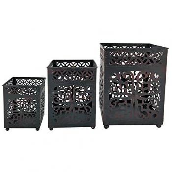 Set di 3 lanterne da tavolo in metallo nero