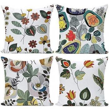 Floral Field Velvet Cushion Covers – Set of Four, 18x18