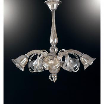 Lampadario POSEIDON in vetro champagne con cinque diffusori