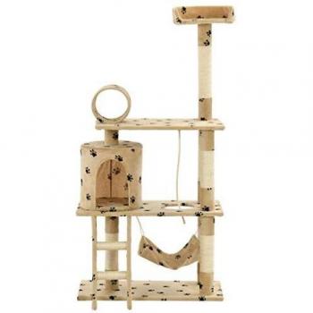 Cat Tree with Scratching Posts 140 cm Beige vidaXL