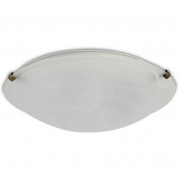 Chester Flush Ceiling 400mm Round, 3 Light E27, Black, Gold with Frosted Alabaster Glass