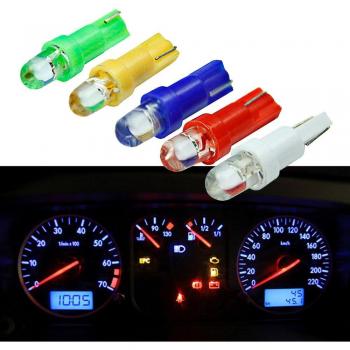 20pcs T5 LED Wedge Bulbs 1 SMD Dashboard Light 12V for Car Interior Yellow/Blue/Green/Red/White