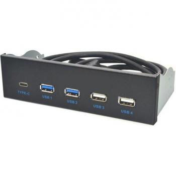 5.25 inch USB 3.1 Gen2 Front Panel Hub with 2 USB 3.0 Ports, 2 USB 2.0 Ports, and Type-C