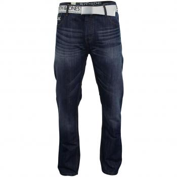 Herren Jeans 'Furio' von Smith & Jones, gerade geschnitten, mit Knöpfen (Stein Wash)