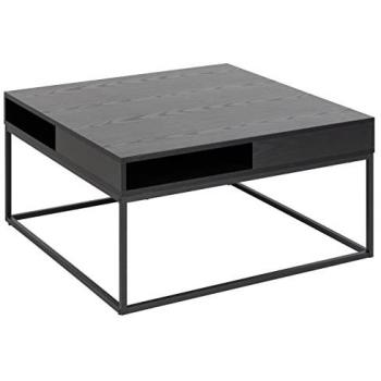Ebuy24 Willford Couchtisch 80 x 80 cm mit Offenem Fach schwarz
