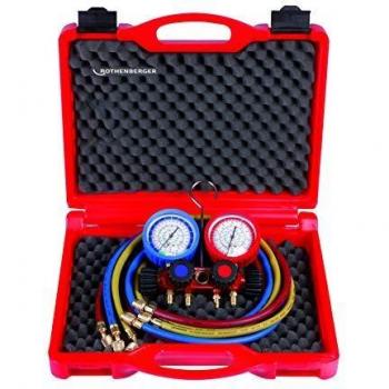 Rothenberger manometro 4 vie con rubinetto per refrigeranti R134A, R407C, R404A