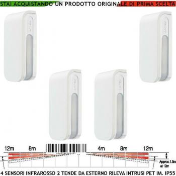 Antifurto Securvera 4 PIR Doppia Tenda IR 12+12 Metri Lineari Via Filo