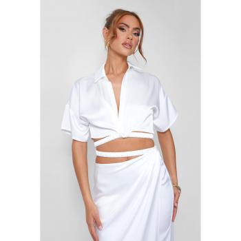 Chic Satin Strappy Cropped Top Cream Size 14